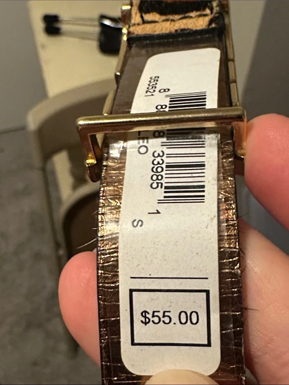 Michael Kors Dark Brown cow fur leather Belt with Gold Buckle